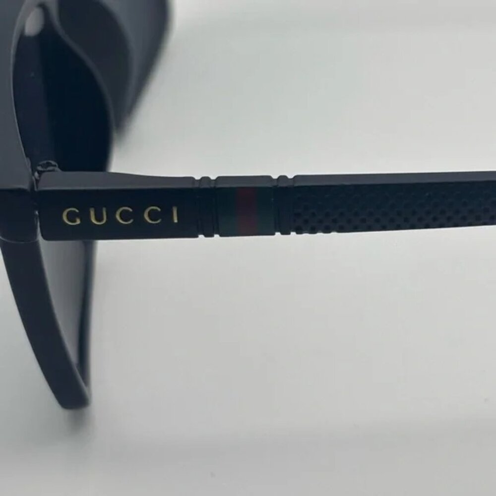 Authentic Gucci Rectangular Matte Black Sunglasse… - image 6
